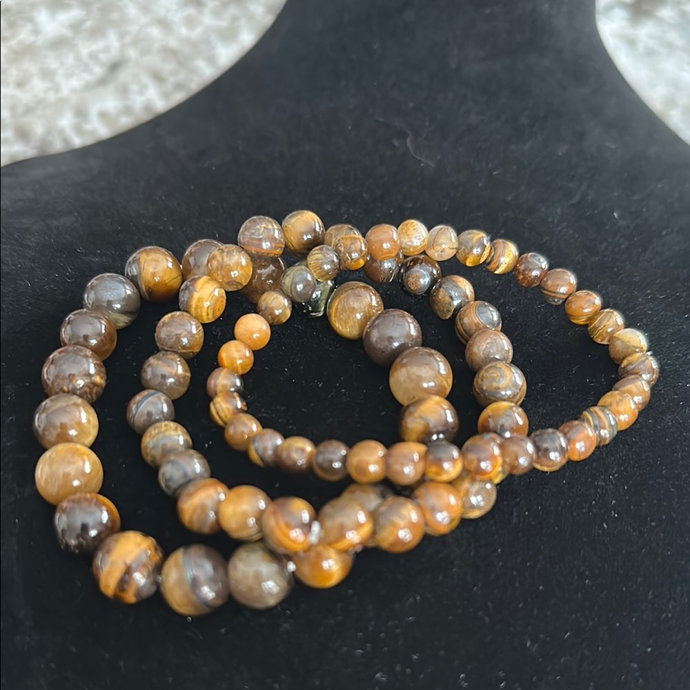 Tiger Eye Gemstone Bracelet Set